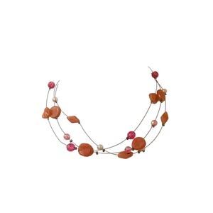 Acrylic Pink Beaded Three Stand Wire Adjustable Necklace